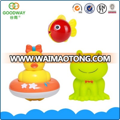 Funny cute animal nontoxic plastic musical baby bath toy set