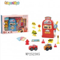 cartoon petrol station play set sound and light function plastic kid parking toy car