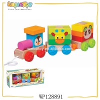 educational diy intelligent block train toy wooden toy train with good quality