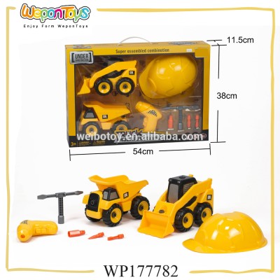 educational construction plastic friction toy truck diy man truck toy for children