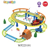 195pcs kids electric battery operated race track rail hot wheels toy cars track with music