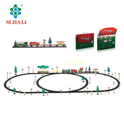 Christmas Toys 101PCS DIY Battery Operated Xmas Railway Train Track With Lights